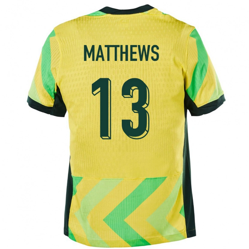 Danxen Mujer Camiseta Australia Hayden Matthews #13 Dorado 1ª Equipación 24-26 La Camisa