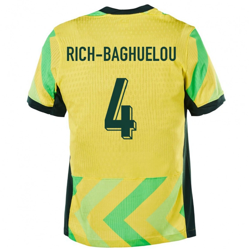 Danxen Mujer Camiseta Australia Jay Rich Baghuelou #4 Dorado 1ª Equipación 24-26 La Camisa