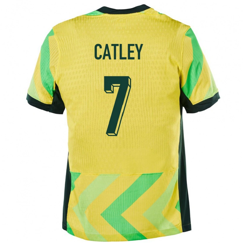 Danxen Mujer Camiseta Australia Stephanie Catley #7 Dorado 1ª Equipación 24-26 La Camisa