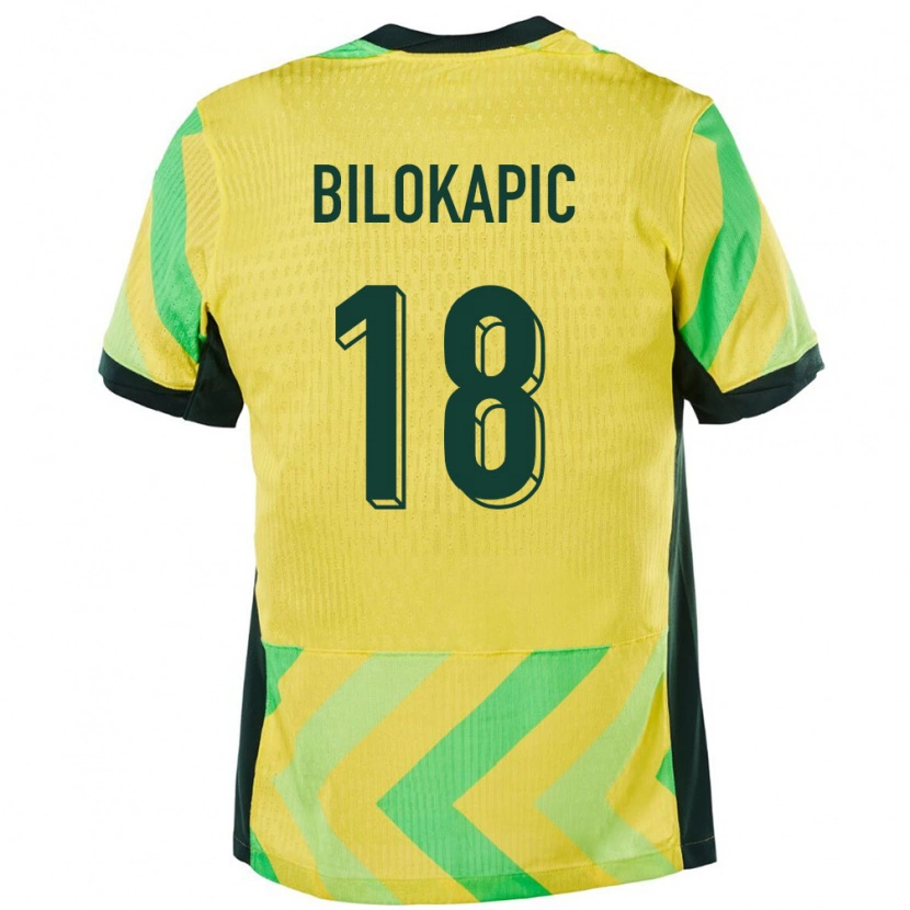 Danxen Mujer Camiseta Australia Nicholas Bilokapic #18 Dorado 1ª Equipación 24-26 La Camisa
