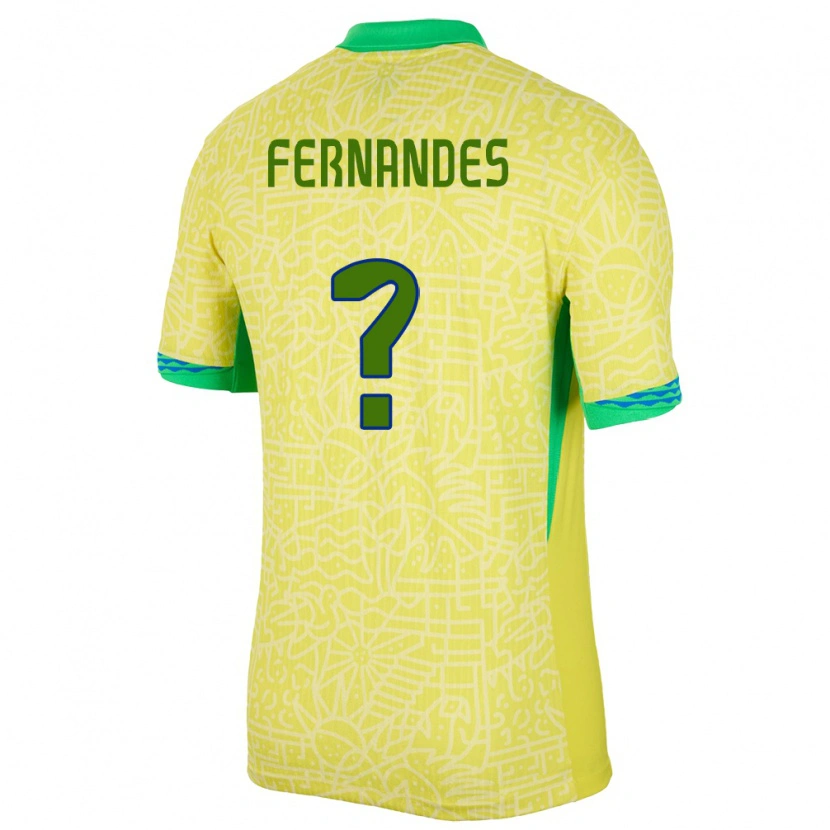 Danxen Mujer Camiseta Brasil Nathan Fernandes #0 Amarillo 1ª Equipación 24-26 La Camisa