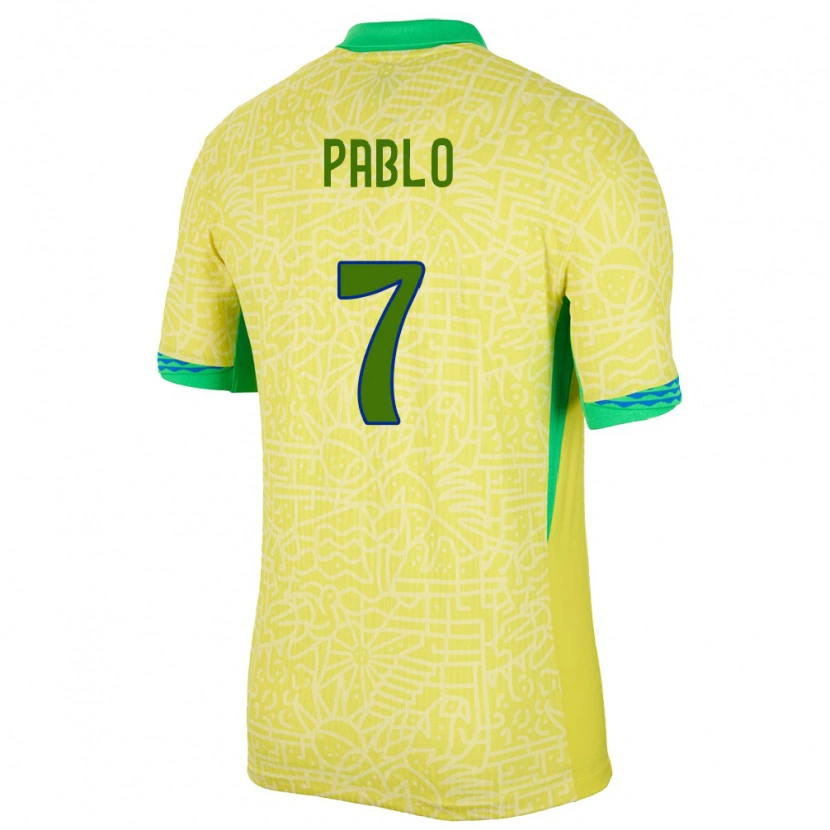 Danxen Mujer Camiseta Brasil Ruan Pablo #7 Amarillo 1ª Equipación 24-26 La Camisa