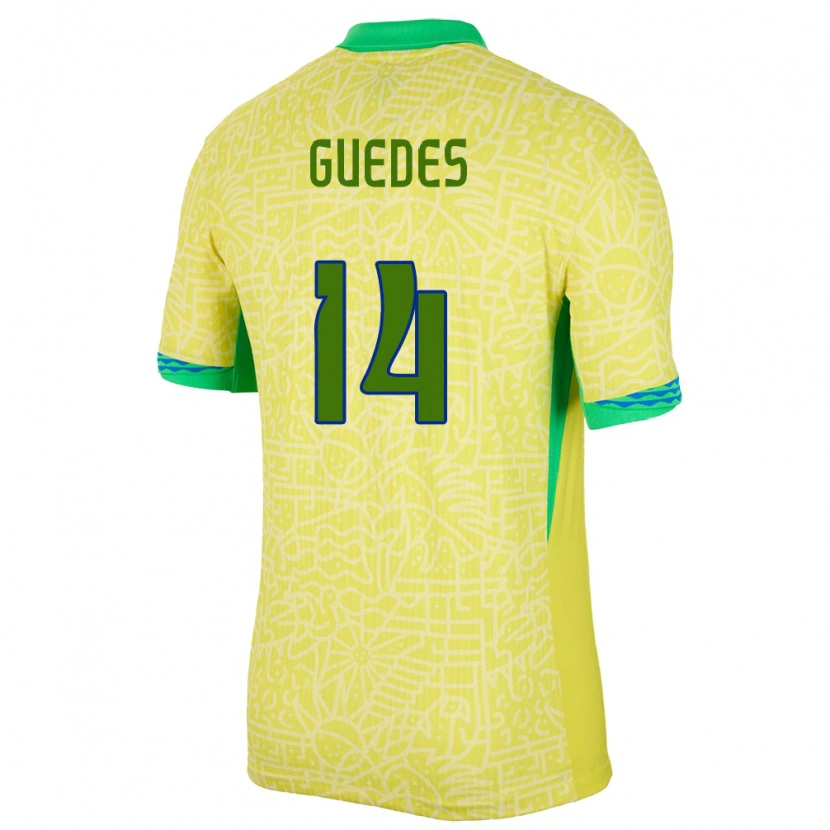 Danxen Mujer Camiseta Brasil Luis Guedes #14 Amarillo 1ª Equipación 24-26 La Camisa