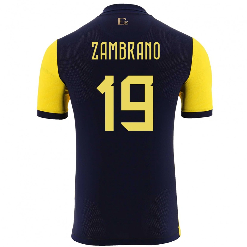 Danxen Mujer Camiseta Ecuador Cristhoper Zambrano #19 Amarillo 1ª Equipación 24-26 La Camisa