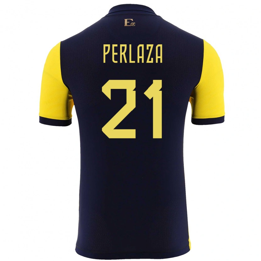 Danxen Mujer Camiseta Ecuador Ronald Perlaza #21 Amarillo 1ª Equipación 24-26 La Camisa