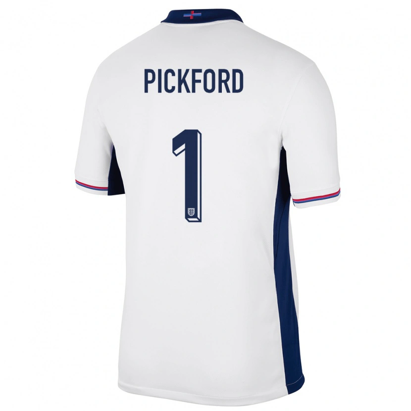 Danxen Mujer Camiseta Inglaterra Jordan Pickford #1 Blanco 1ª Equipación 24-26 La Camisa