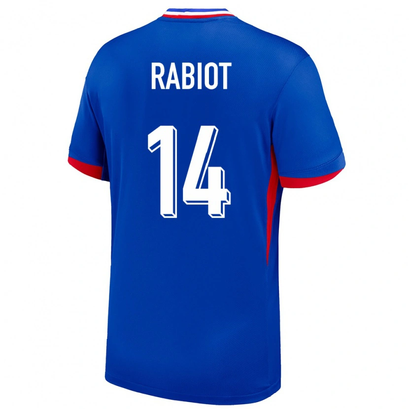 Danxen Mujer Camiseta Francia Adrien Rabiot #14 Azul 1ª Equipación 24-26 La Camisa