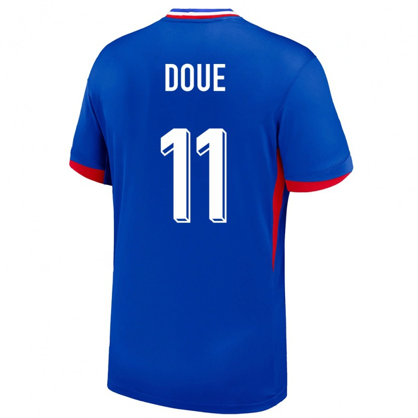 Danxen Mujer Camiseta Francia Désiré Doué #11 Azul 1ª Equipación 24-26 La Camisa