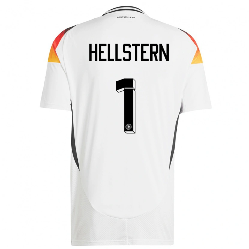 Danxen Mujer Camiseta Alemania Florian Hellstern #1 Blanco 1ª Equipación 24-26 La Camisa