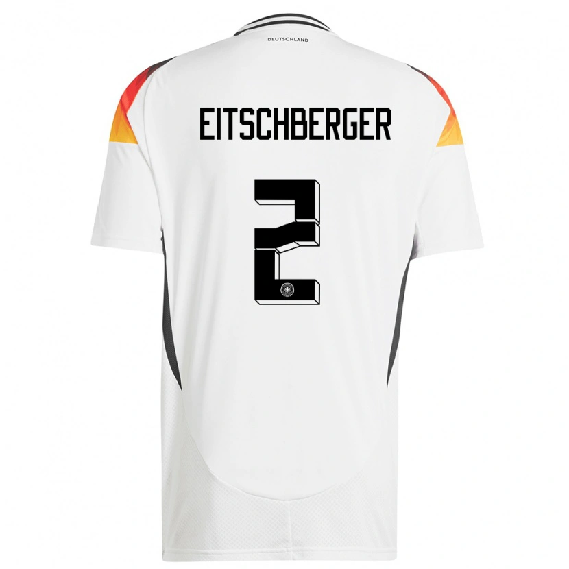 Danxen Mujer Camiseta Alemania Julian Eitschberger #2 Blanco 1ª Equipación 24-26 La Camisa