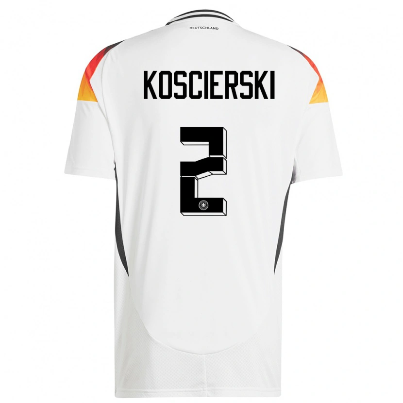 Danxen Mujer Camiseta Alemania Kacper Koscierski #2 Blanco 1ª Equipación 24-26 La Camisa