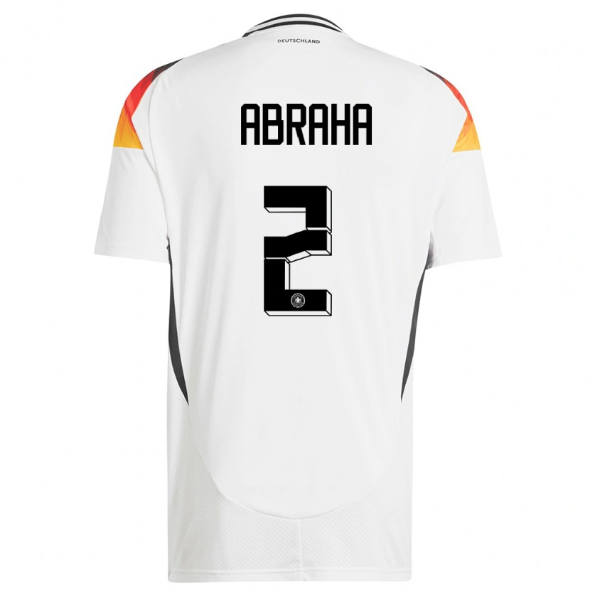 Danxen Mujer Camiseta Alemania Natnael Abraha #2 Blanco 1ª Equipación 24-26 La Camisa