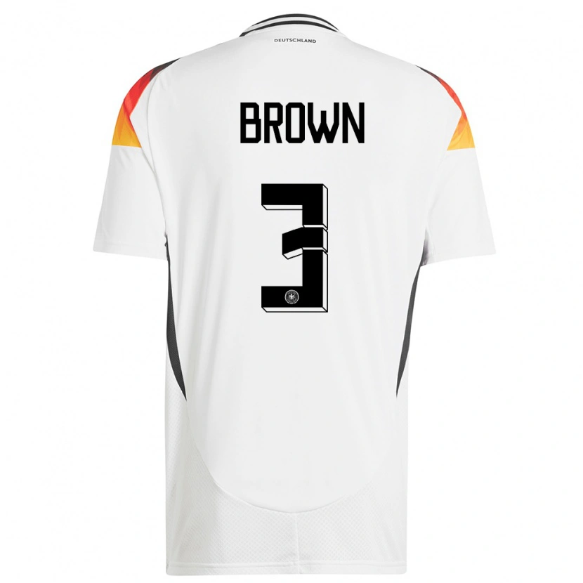 Danxen Mujer Camiseta Alemania Nathaniel Brown #3 Blanco 1ª Equipación 24-26 La Camisa