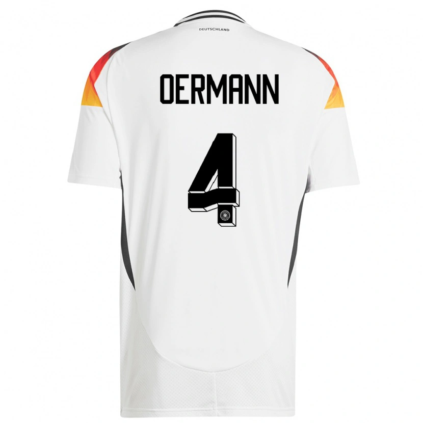 Danxen Mujer Camiseta Alemania Tim Oermann #4 Blanco 1ª Equipación 24-26 La Camisa