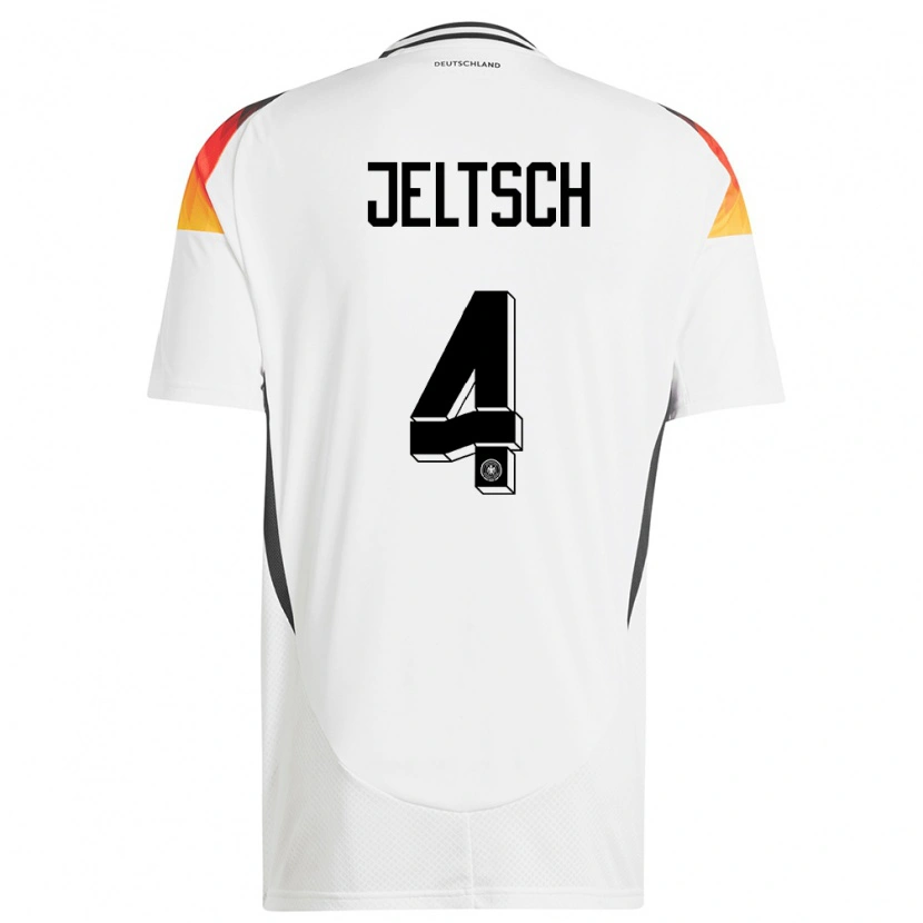Danxen Mujer Camiseta Alemania Finn Jeltsch #4 Blanco 1ª Equipación 24-26 La Camisa