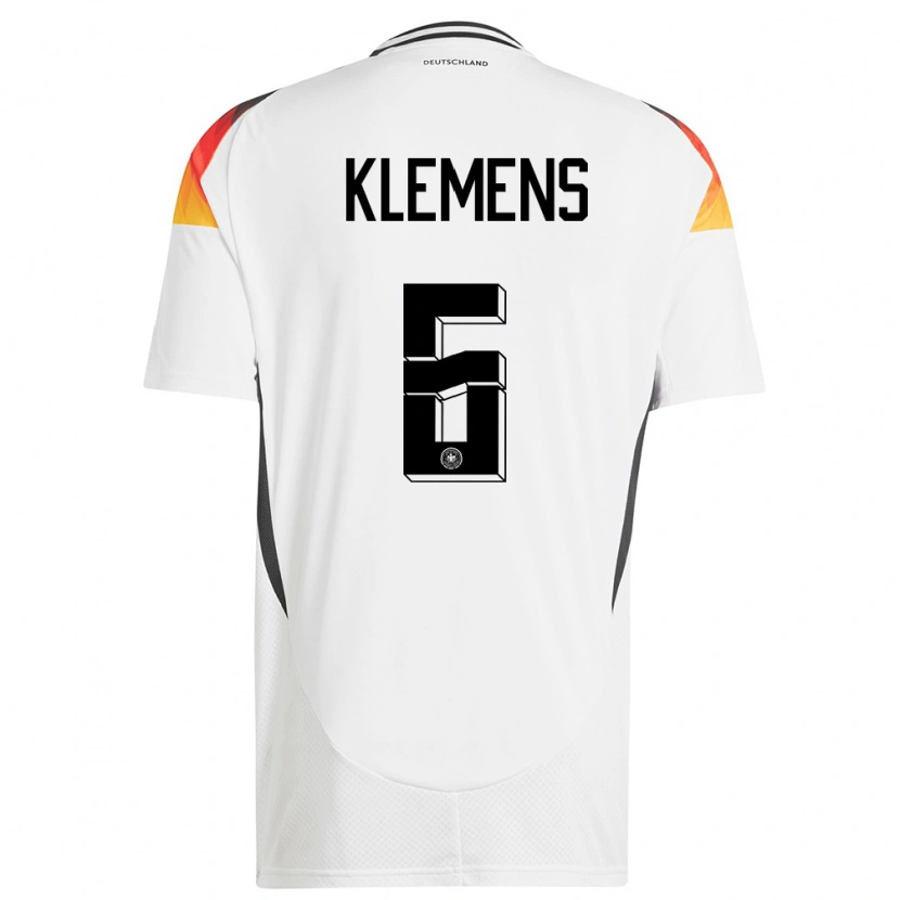 Danxen Mujer Camiseta Alemania Pascal Klemens #6 Blanco 1ª Equipación 24-26 La Camisa
