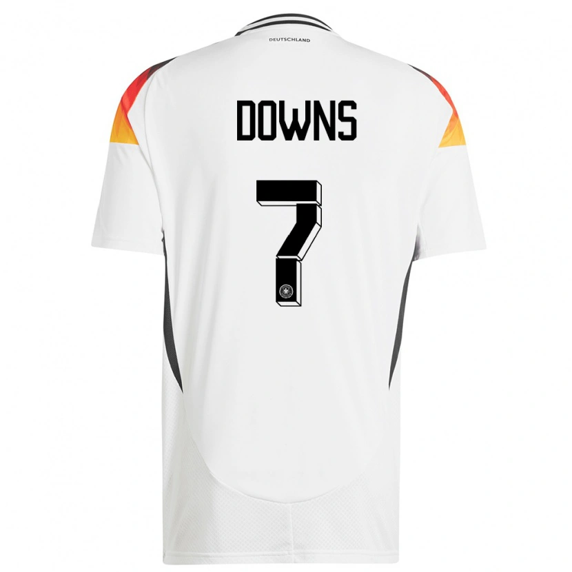 Danxen Mujer Camiseta Alemania Damion Downs #7 Blanco 1ª Equipación 24-26 La Camisa