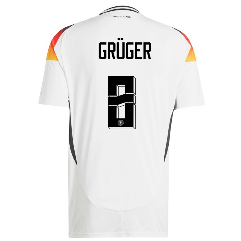 Danxen Mujer Camiseta Alemania Max Grüger #8 Blanco 1ª Equipación 24-26 La Camisa