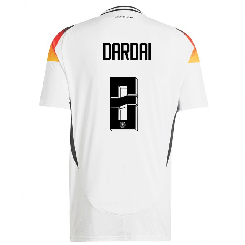 Danxen Mujer Camiseta Alemania Bence Dárdai #8 Blanco 1ª Equipación 24-26 La Camisa