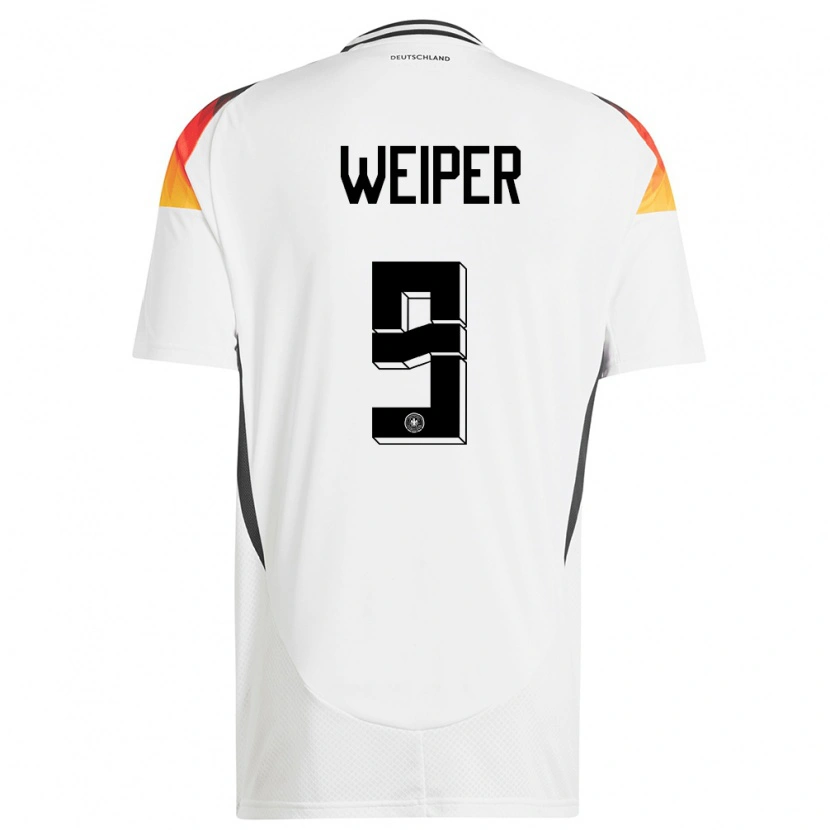 Danxen Mujer Camiseta Alemania Nelson Weiper #9 Blanco 1ª Equipación 24-26 La Camisa