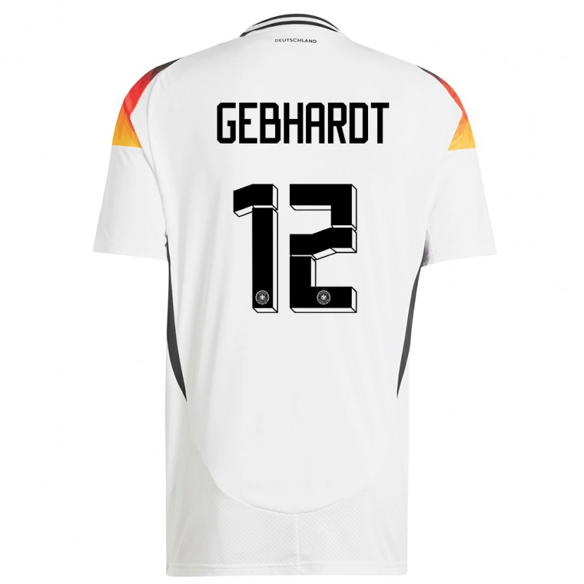 Danxen Mujer Camiseta Alemania Felix Gebhardt #12 Blanco 1ª Equipación 24-26 La Camisa