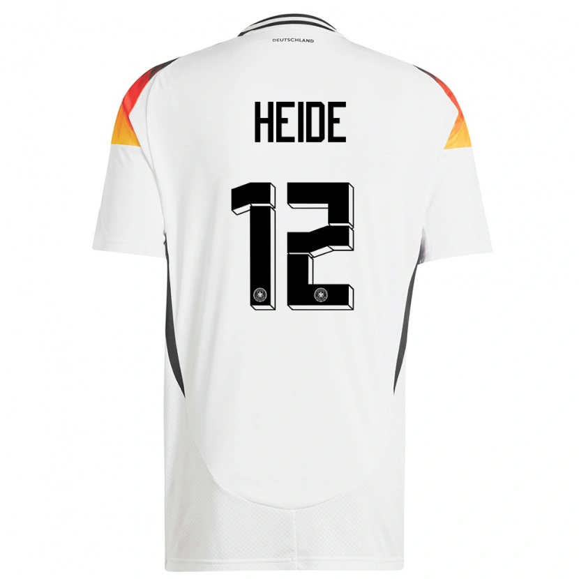 Danxen Mujer Camiseta Alemania Konstantin Heide #12 Blanco 1ª Equipación 24-26 La Camisa