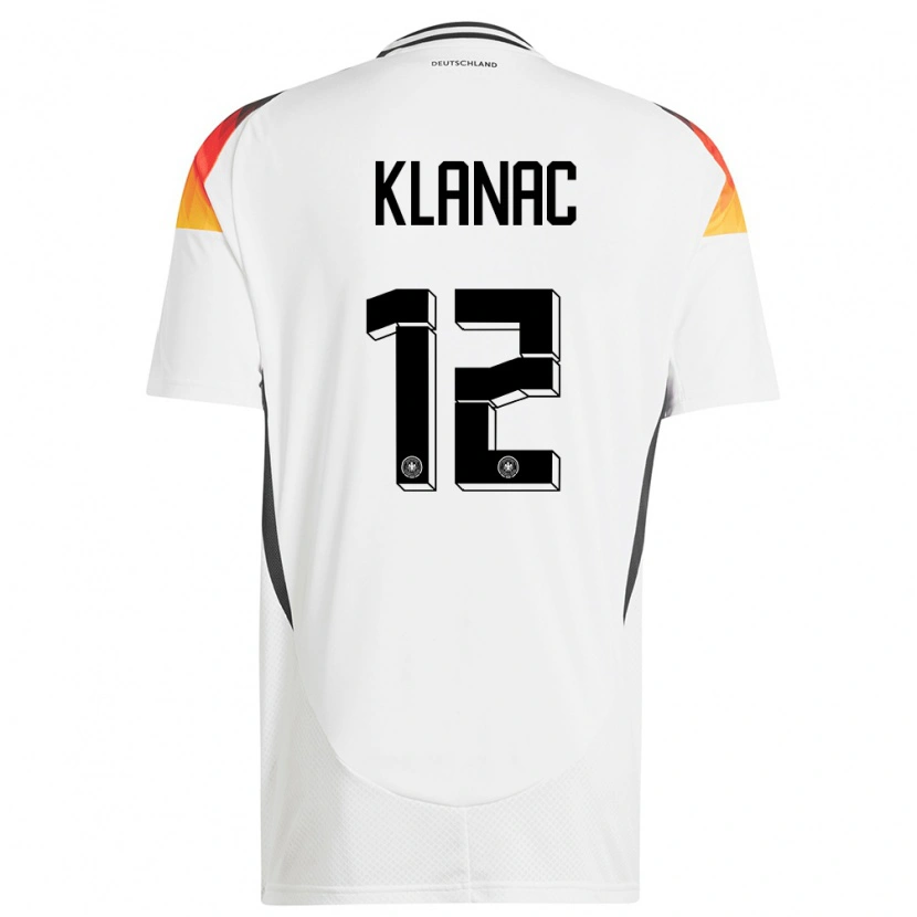 Danxen Mujer Camiseta Alemania Leon Klanac #12 Blanco 1ª Equipación 24-26 La Camisa