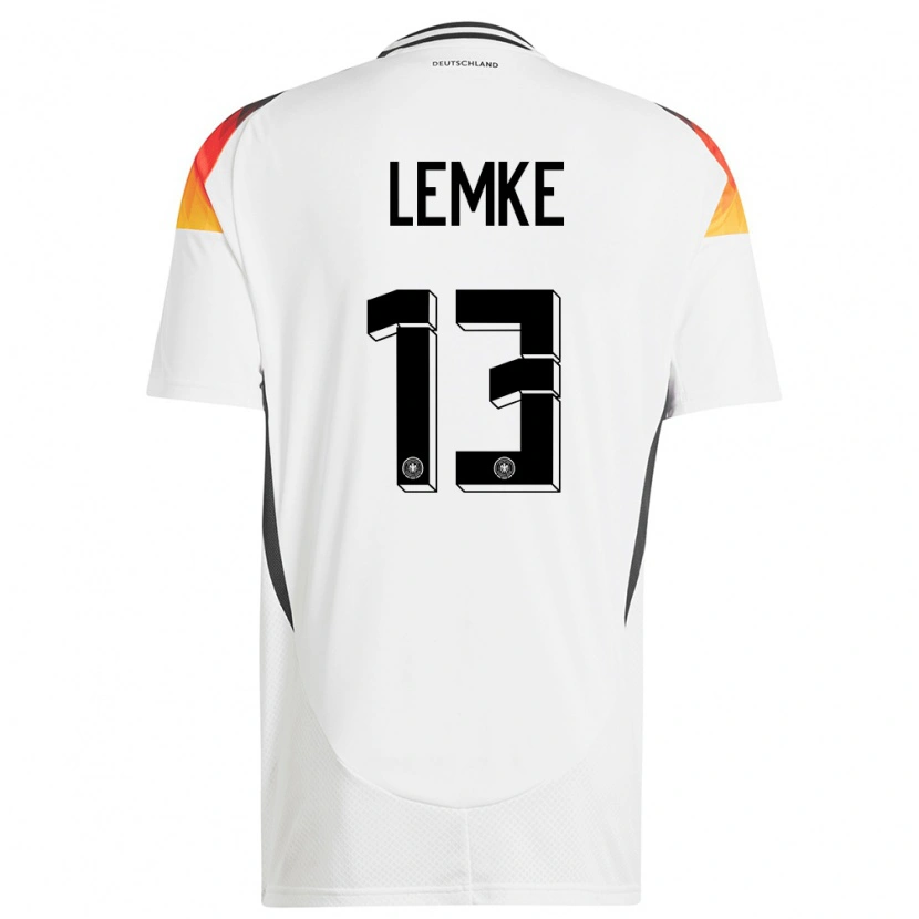 Danxen Mujer Camiseta Alemania Louis Lemke #13 Blanco 1ª Equipación 24-26 La Camisa