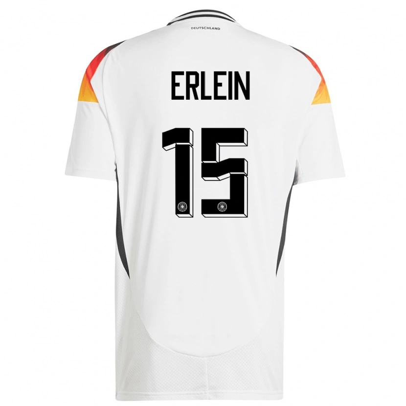 Danxen Mujer Camiseta Alemania Luca Erlein #15 Blanco 1ª Equipación 24-26 La Camisa