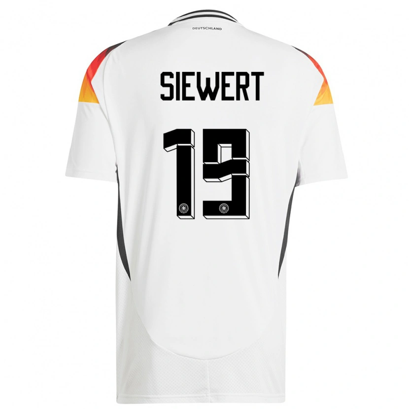 Danxen Mujer Camiseta Alemania Joschua Siewert #19 Blanco 1ª Equipación 24-26 La Camisa