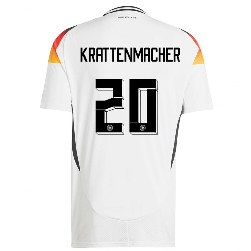 Danxen Mujer Camiseta Alemania Maurice Krattenmacher #20 Blanco 1ª Equipación 24-26 La Camisa