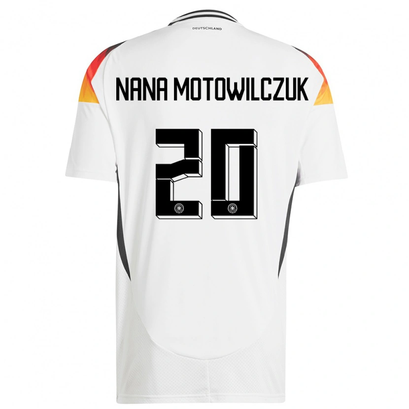 Danxen Mujer Camiseta Alemania Kevin Nana Motowilczuk #20 Blanco 1ª Equipación 24-26 La Camisa