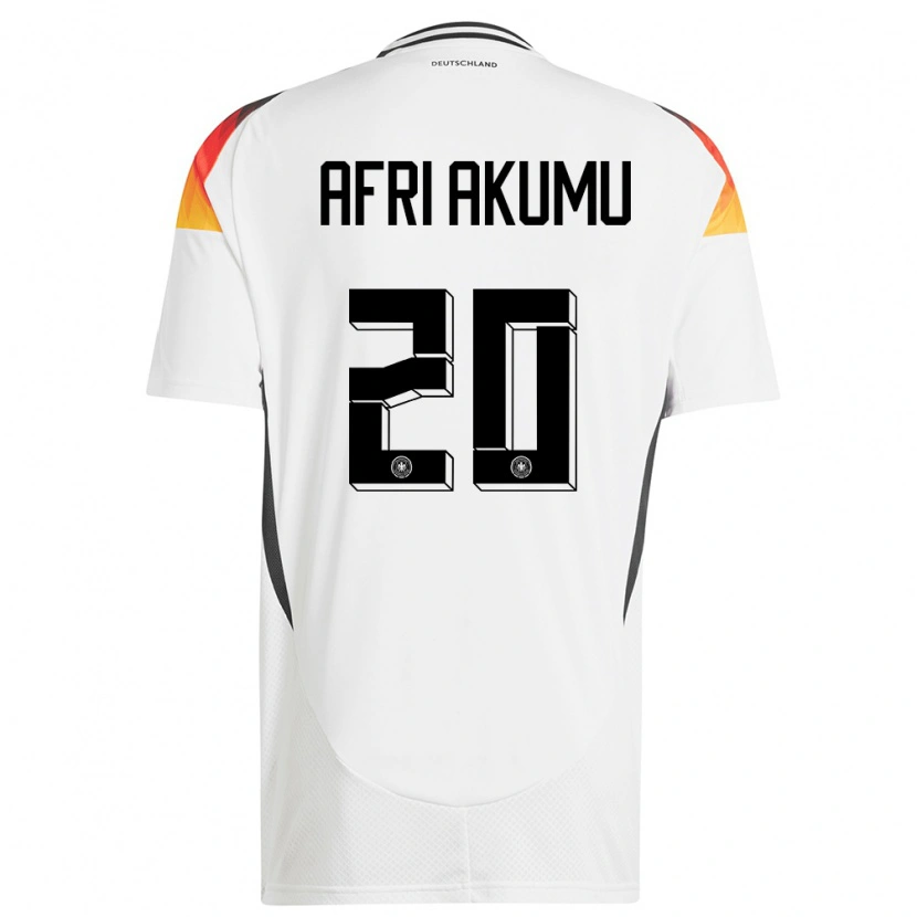 Danxen Mujer Camiseta Alemania Maik Afri Akumu #20 Blanco 1ª Equipación 24-26 La Camisa