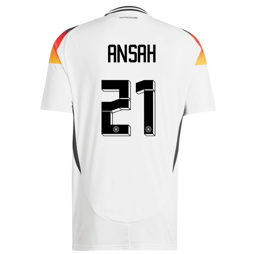 Danxen Mujer Camiseta Alemania Ilyas Ansah #21 Blanco 1ª Equipación 24-26 La Camisa