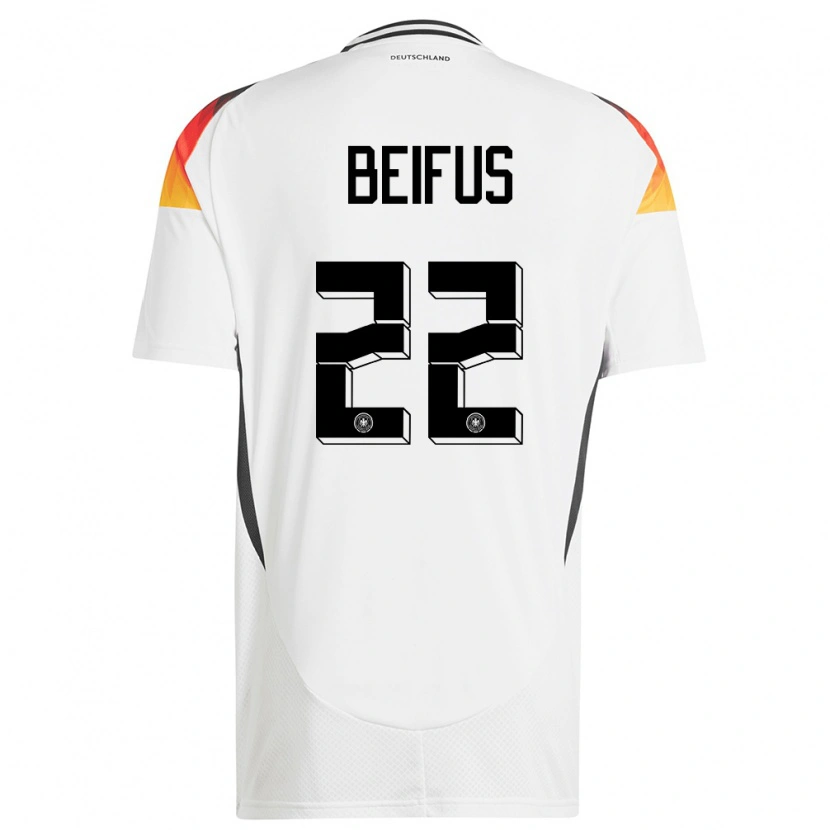 Danxen Mujer Camiseta Alemania Marcel Beifus #22 Blanco 1ª Equipación 24-26 La Camisa