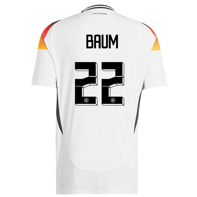 Danxen Mujer Camiseta Alemania Elias Baum #22 Blanco 1ª Equipación 24-26 La Camisa