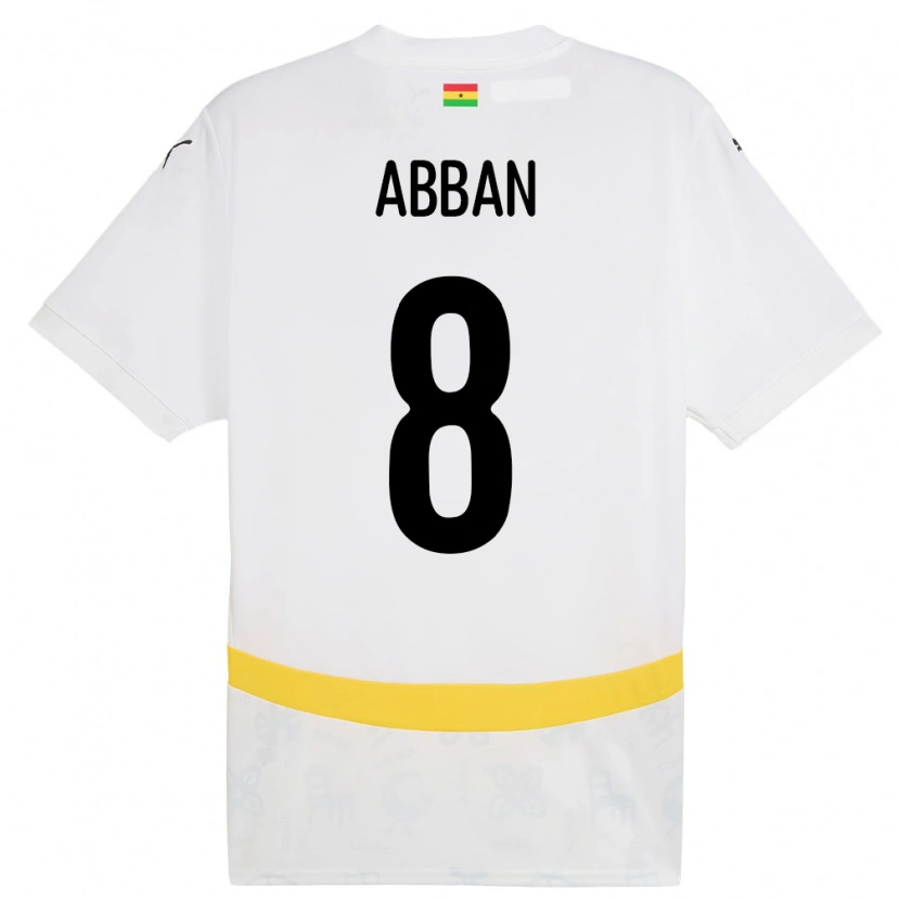 Danxen Mujer Camiseta Ghana Ebenezer Abban #8 Blanco 1ª Equipación 24-26 La Camisa