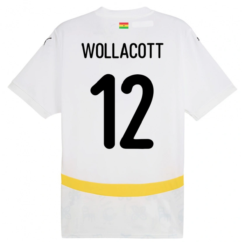Danxen Mujer Camiseta Ghana Joe Wollacott #12 Blanco 1ª Equipación 24-26 La Camisa
