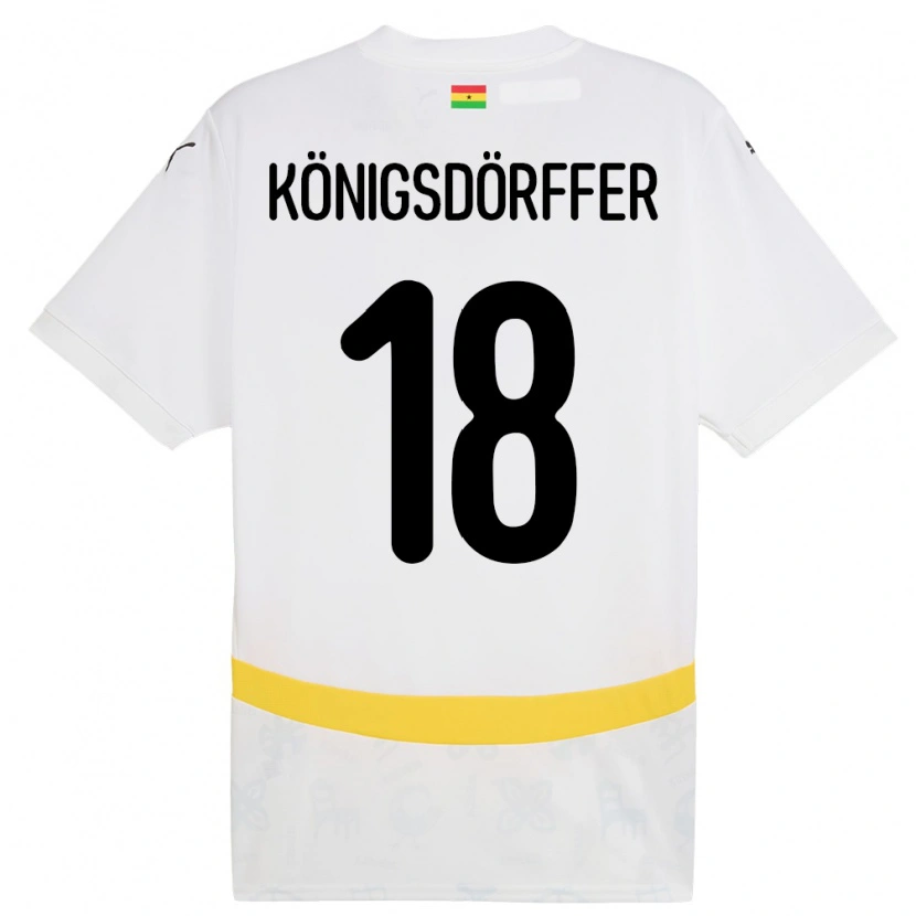 Danxen Mujer Camiseta Ghana Ransford Königsdörffer #18 Blanco 1ª Equipación 24-26 La Camisa