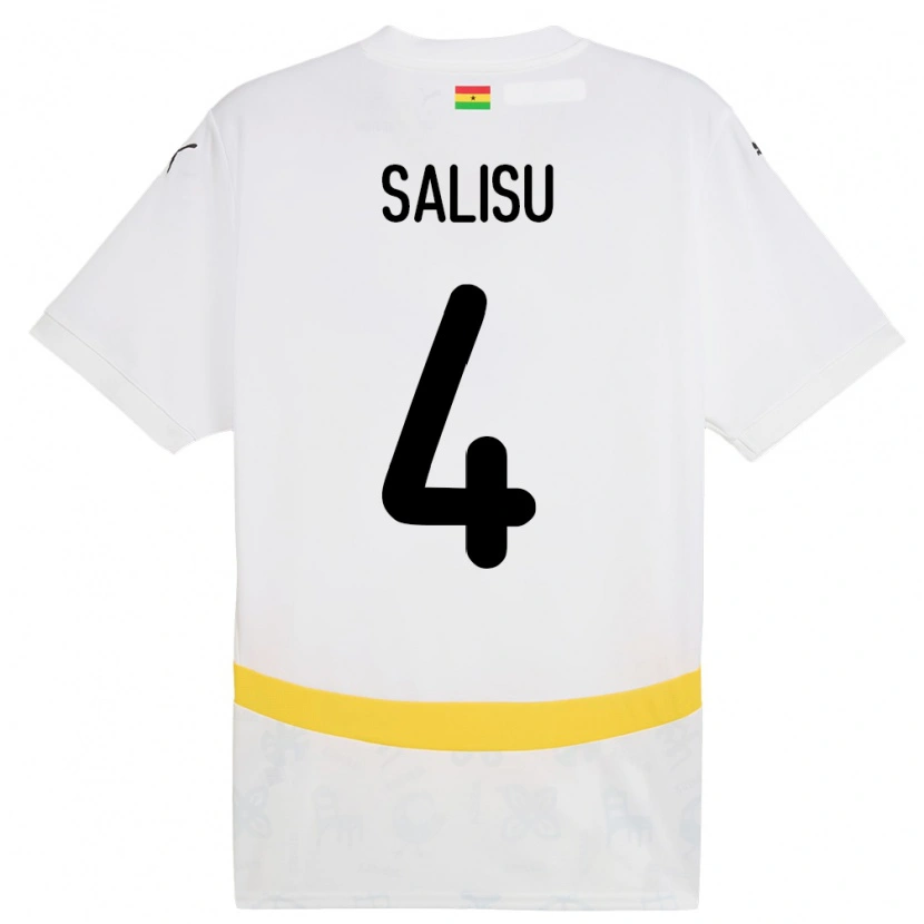 Danxen Mujer Camiseta Ghana Mohammed Salisu #4 Blanco 1ª Equipación 24-26 La Camisa
