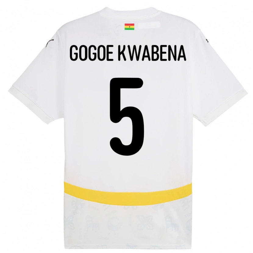 Danxen Mujer Camiseta Ghana Boahen Gogoe Kwabena #5 Blanco 1ª Equipación 24-26 La Camisa