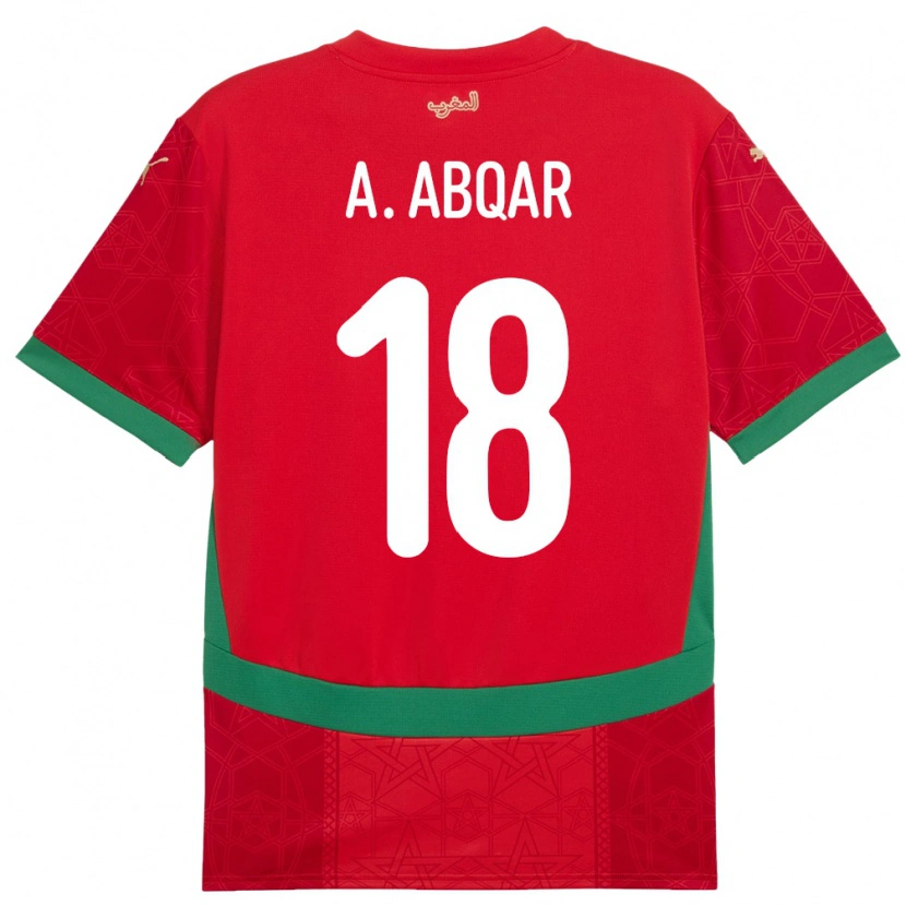 Danxen Mujer Camiseta Marruecos Abdel Abqar #18 Rojo 1ª Equipación 24-26 La Camisa