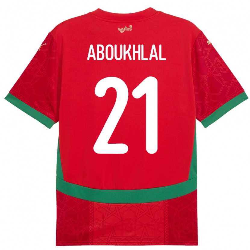 Danxen Mujer Camiseta Marruecos Zakaria Aboukhlal #21 Rojo 1ª Equipación 24-26 La Camisa