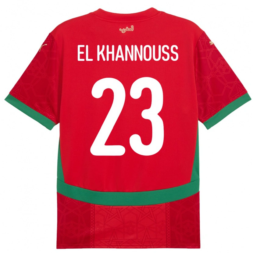 Danxen Mujer Camiseta Marruecos Bilal El Khannouss #23 Rojo 1ª Equipación 24-26 La Camisa
