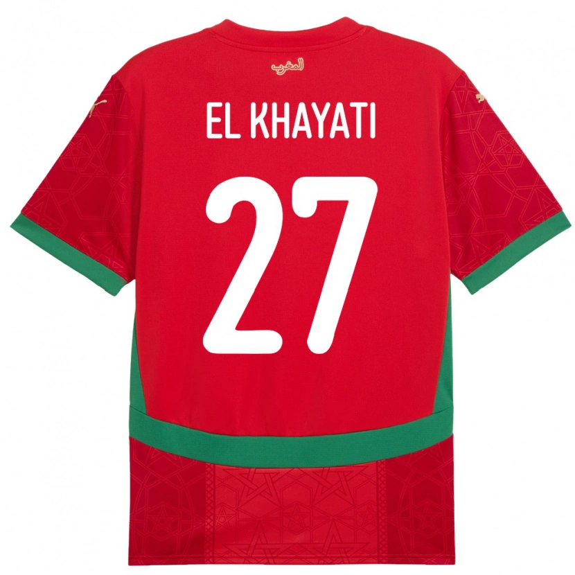Danxen Mujer Camiseta Marruecos Ayoub El Khayati #27 Rojo 1ª Equipación 24-26 La Camisa