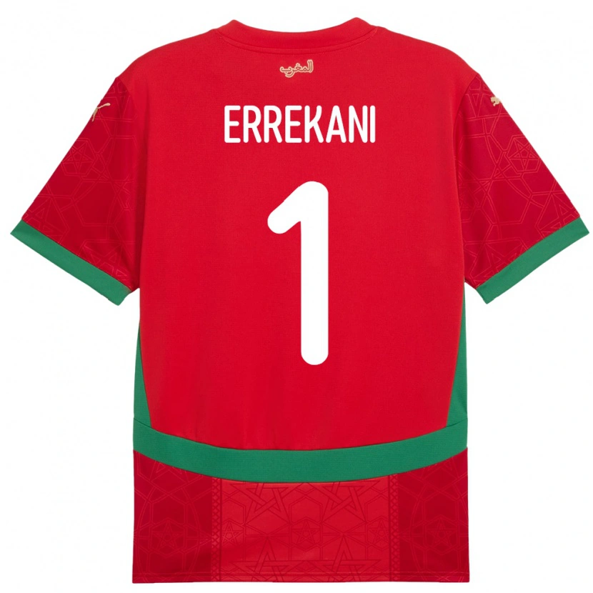 Danxen Mujer Camiseta Marruecos Yahya Errekani #1 Rojo 1ª Equipación 24-26 La Camisa