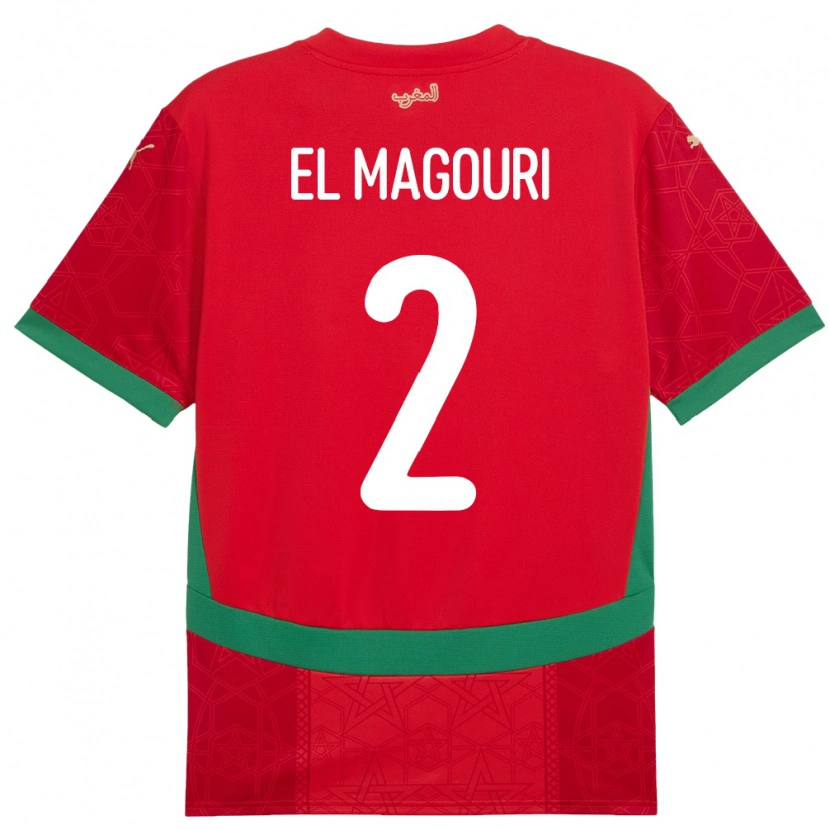 Danxen Mujer Camiseta Marruecos Anas El Magouri #2 Rojo 1ª Equipación 24-26 La Camisa