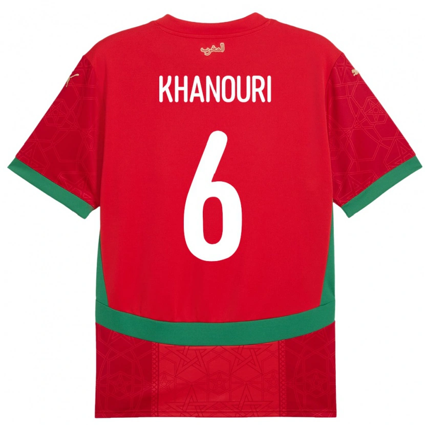 Danxen Mujer Camiseta Marruecos Adam Khanouri #6 Rojo 1ª Equipación 24-26 La Camisa