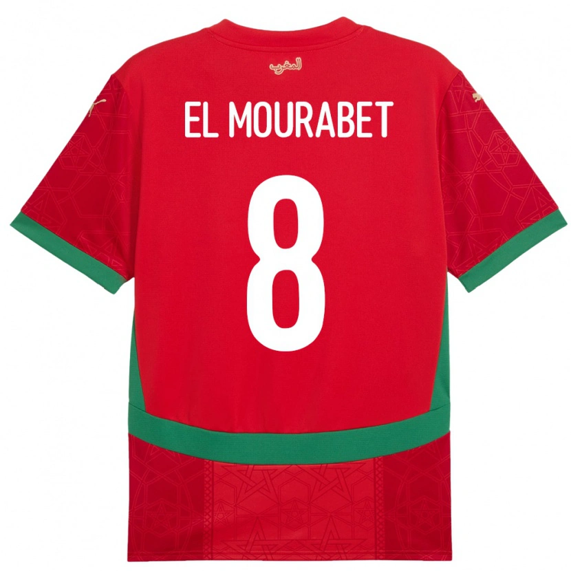Danxen Mujer Camiseta Marruecos Samir El Mourabet #8 Rojo 1ª Equipación 24-26 La Camisa