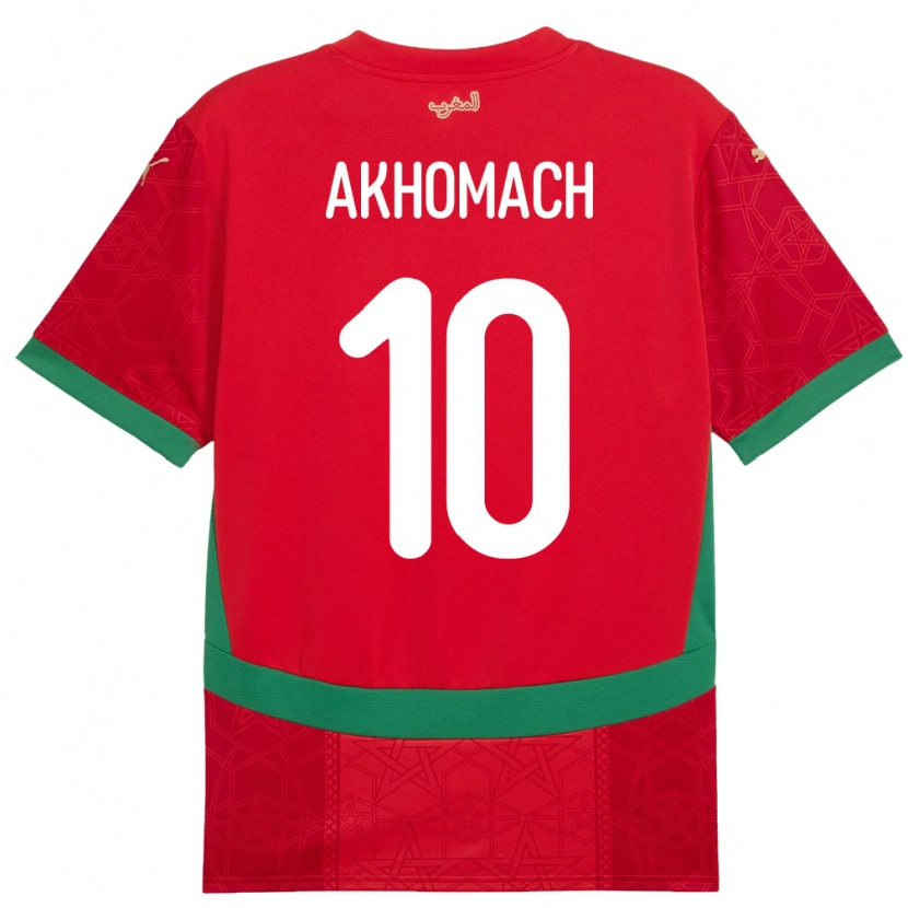 Danxen Mujer Camiseta Marruecos Ilias Akhomach #10 Rojo 1ª Equipación 24-26 La Camisa